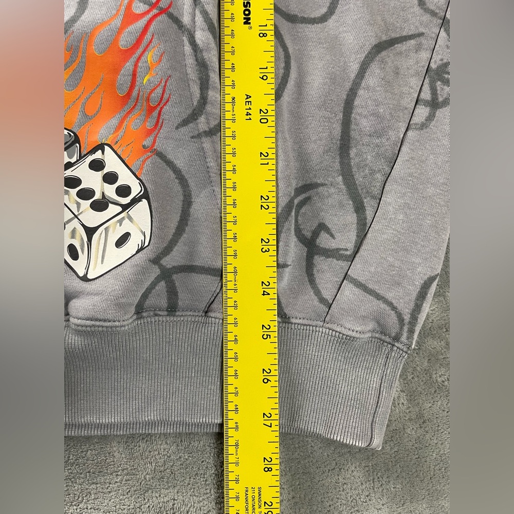Von Dutch Hooded Sweatshirt Mens Small / Medium Logo Gray Hoodie 8 Ball Flames - Picture 11 of 15